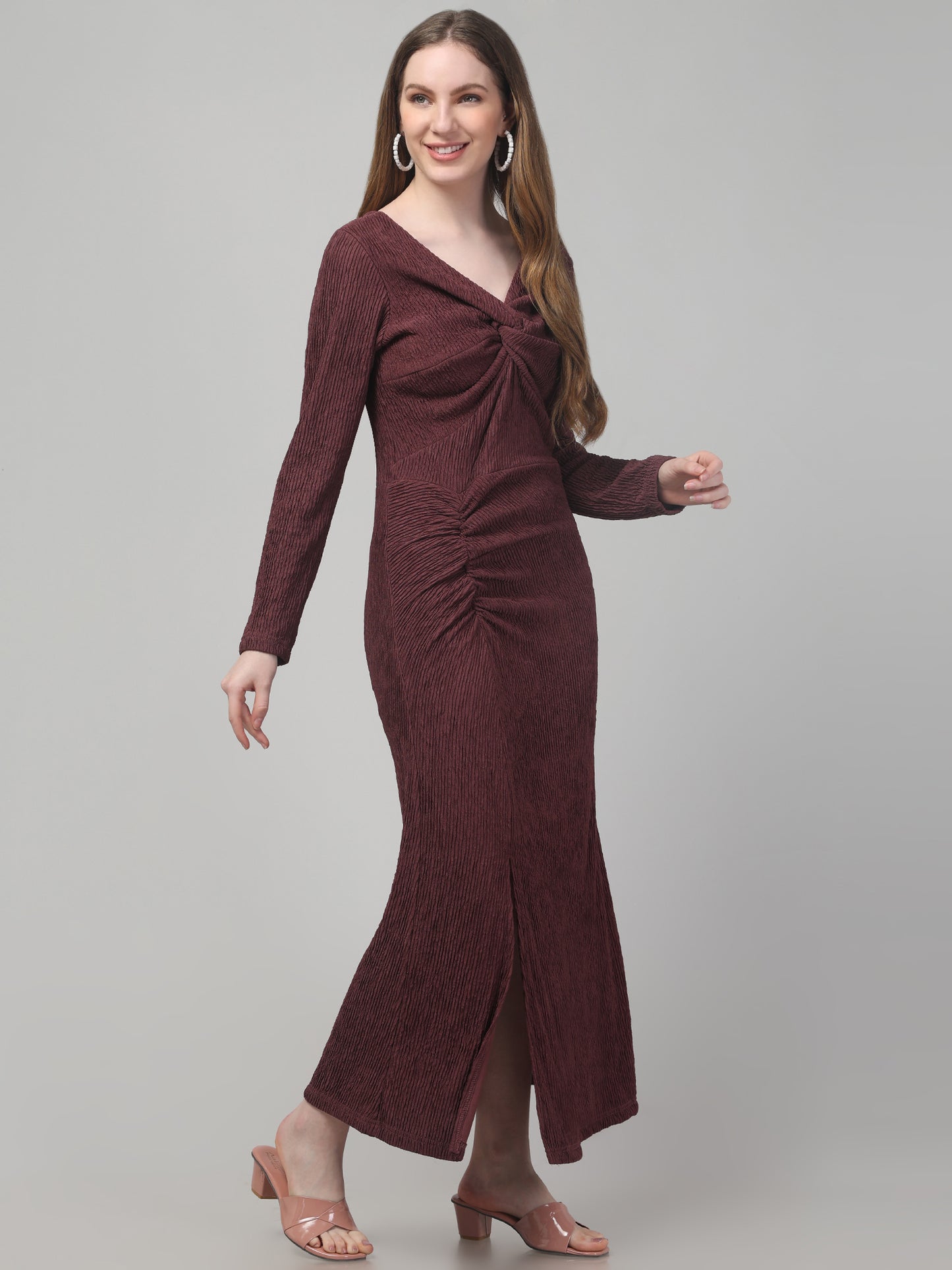 Maroon Long Western Dress For Womens