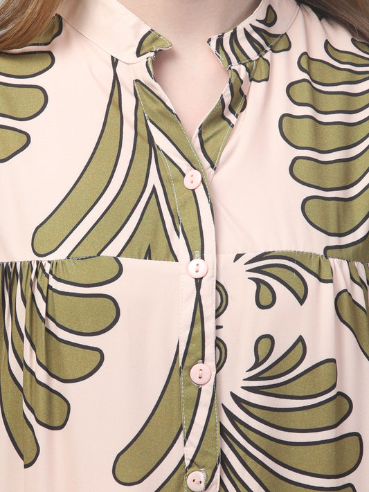 Beige Printed Beach Dress For Women