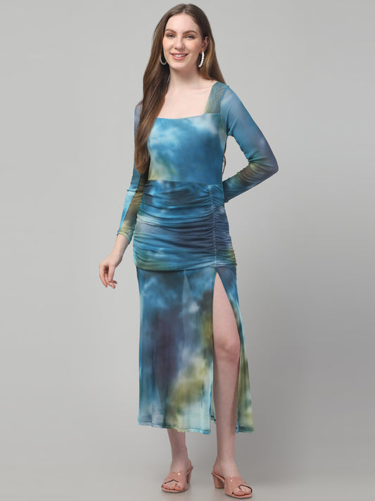 Dyed Blue Trendy Dress For Womens