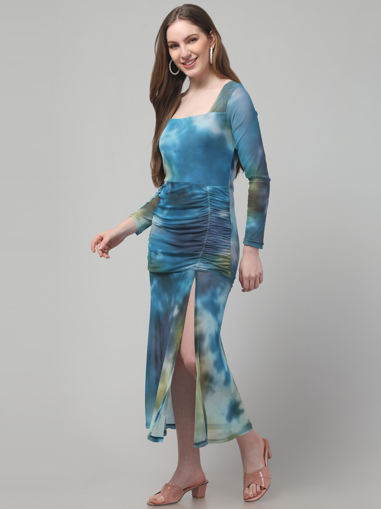 Dyed Blue Trendy Dress For Womens