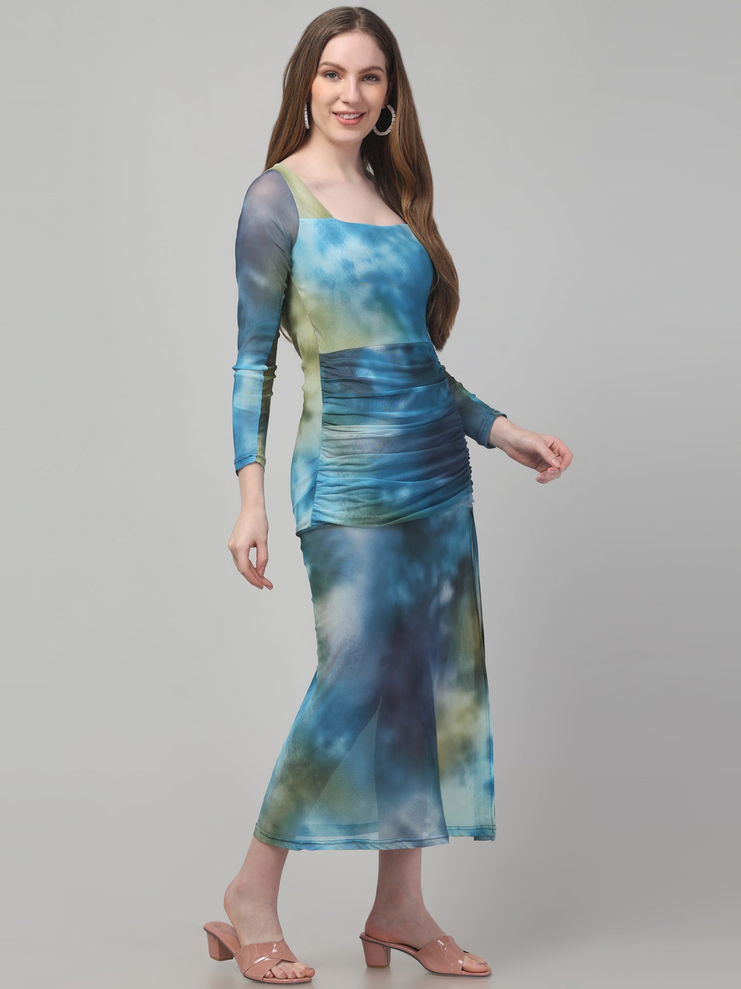 Dyed Blue Trendy Dress For Womens