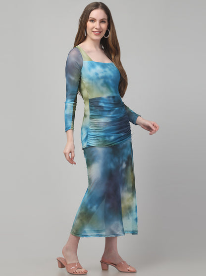Dyed Blue Trendy Dress For Womens