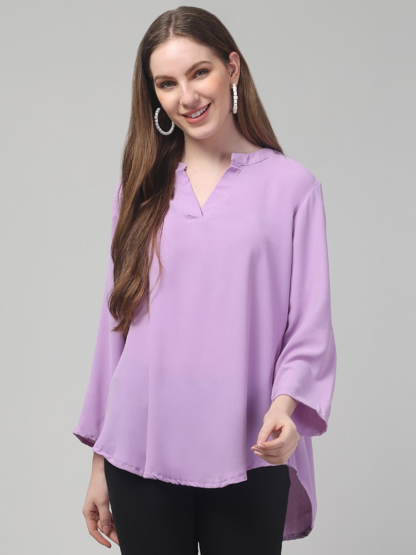 Purple Cute Tunic Top For Womens