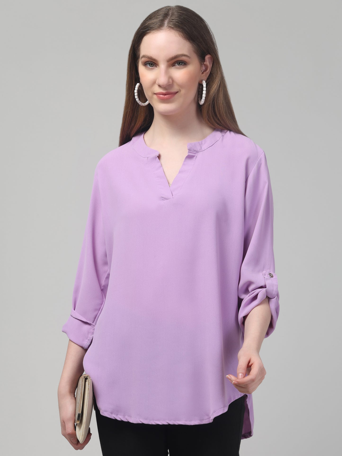 Purple Cute Tunic Top For Womens