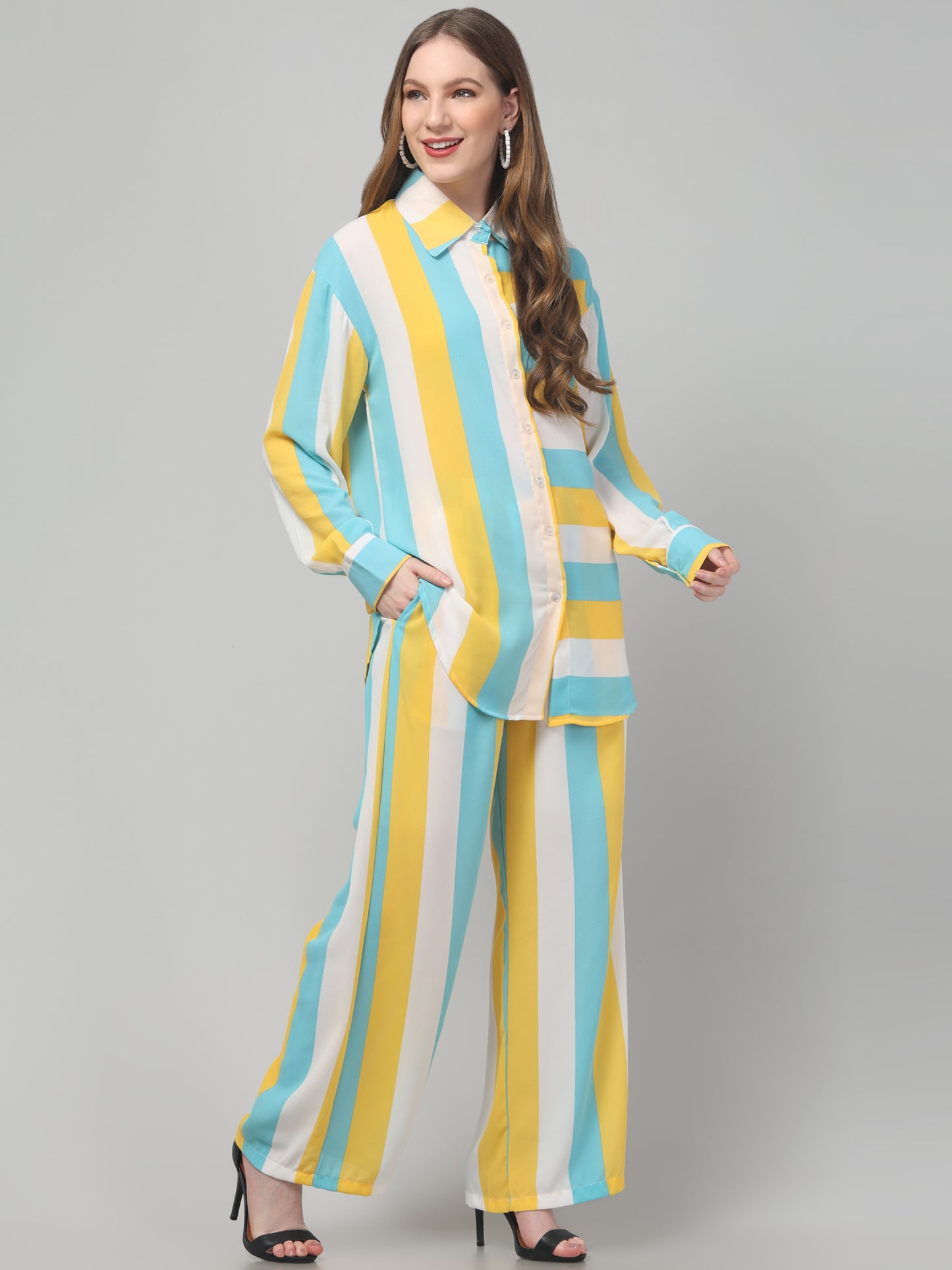 Striped  Aqa Co ord Set