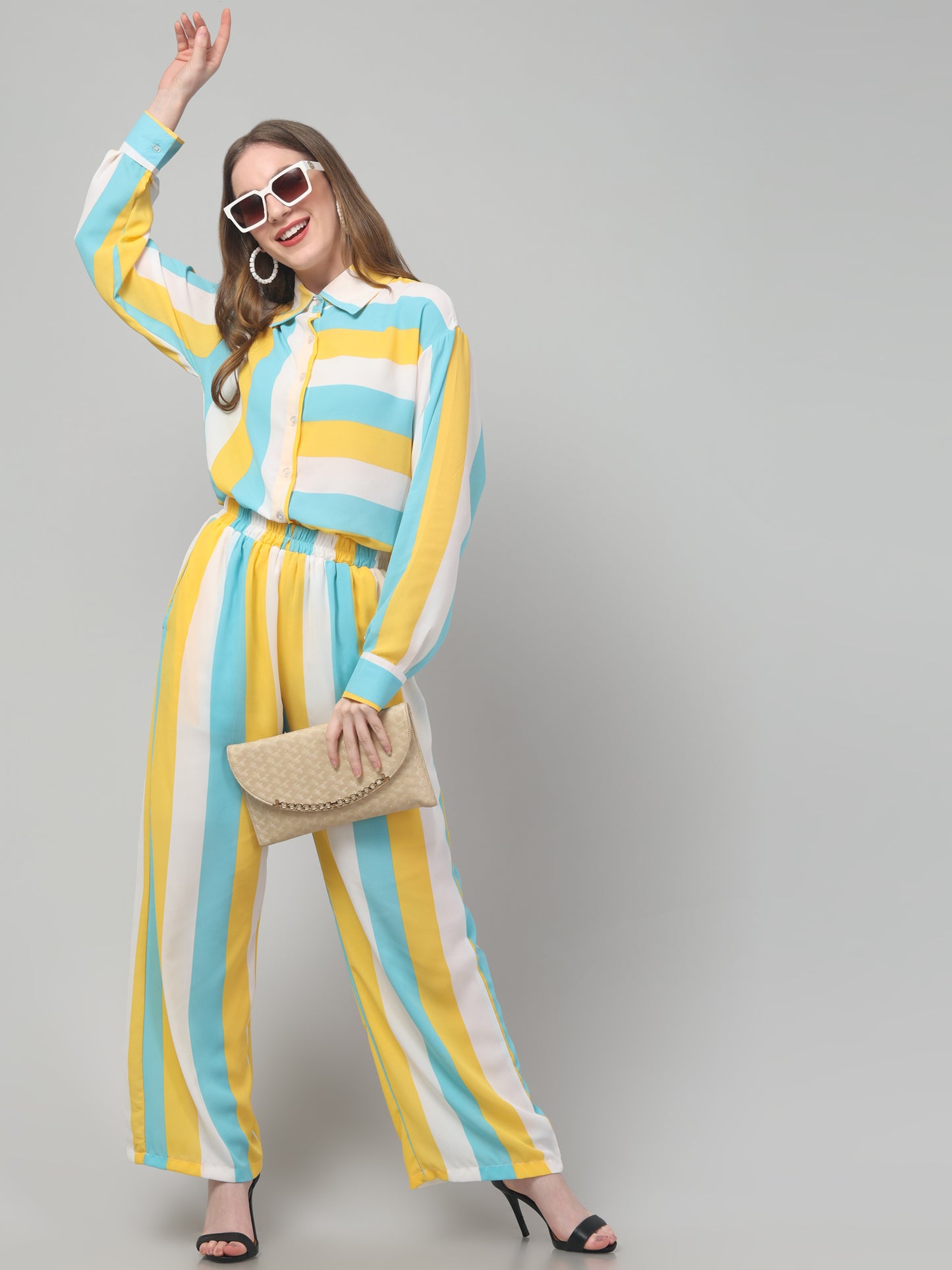 Striped  Aqa Co ord Set