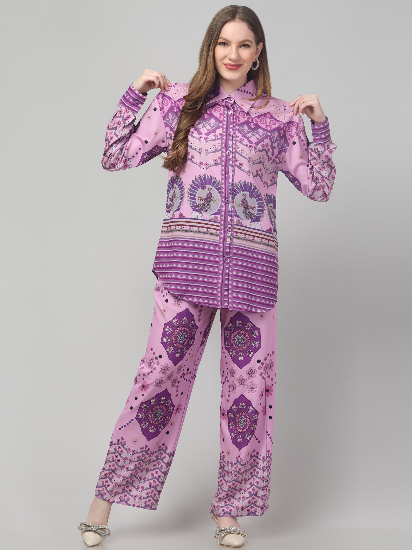 Purple Printed Co ord Set