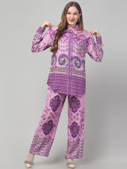 Purple Printed Co ord Set