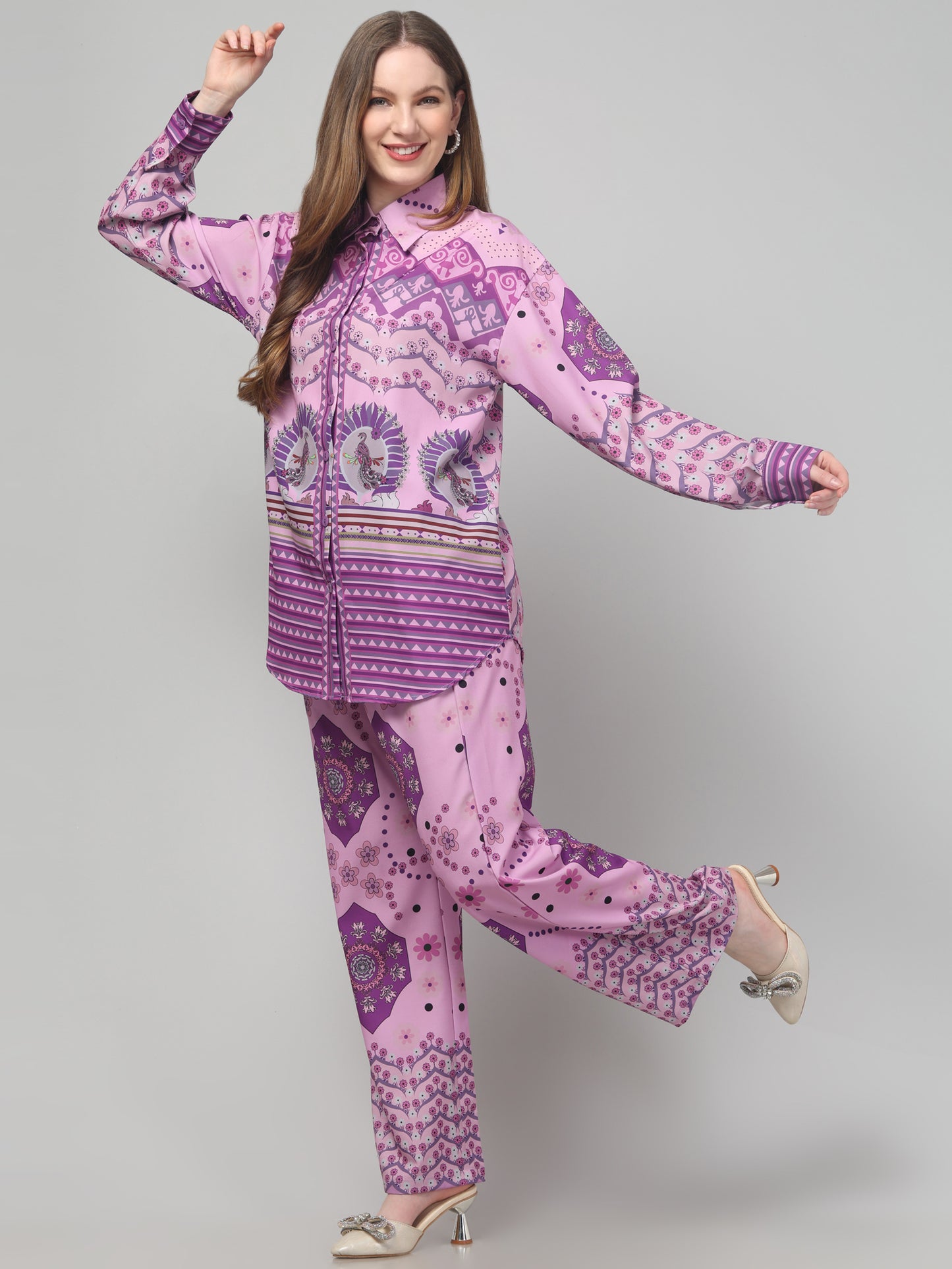 Purple Printed Co ord Set