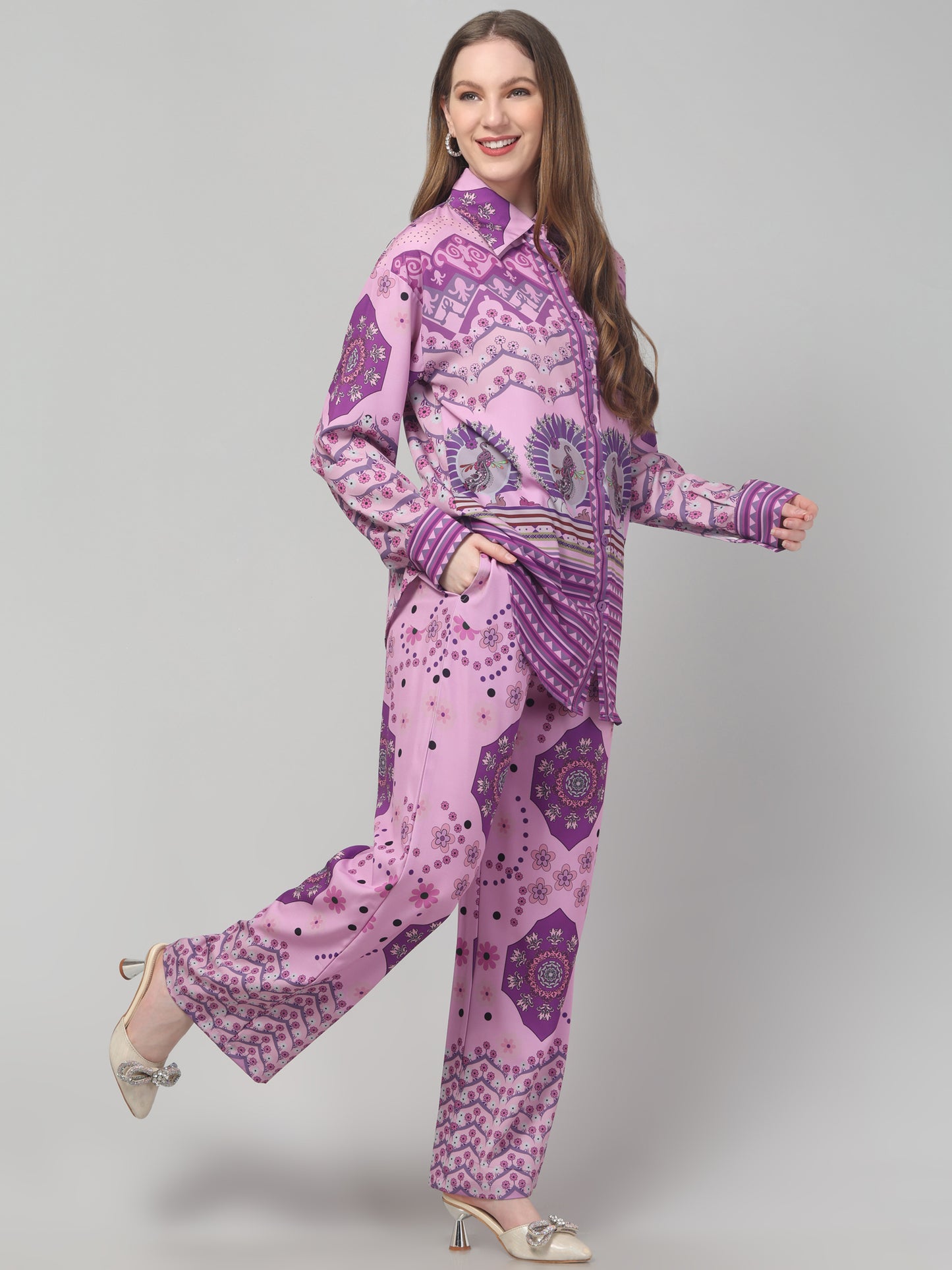 Purple Printed Co ord Set