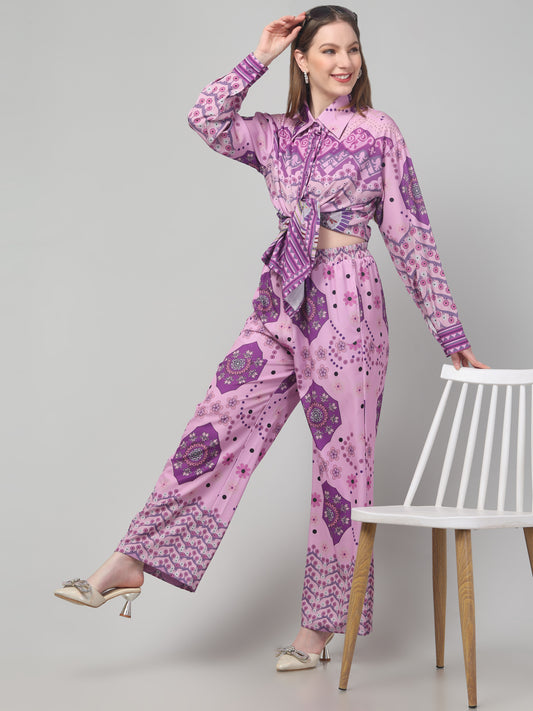 Purple Printed Co ord Set