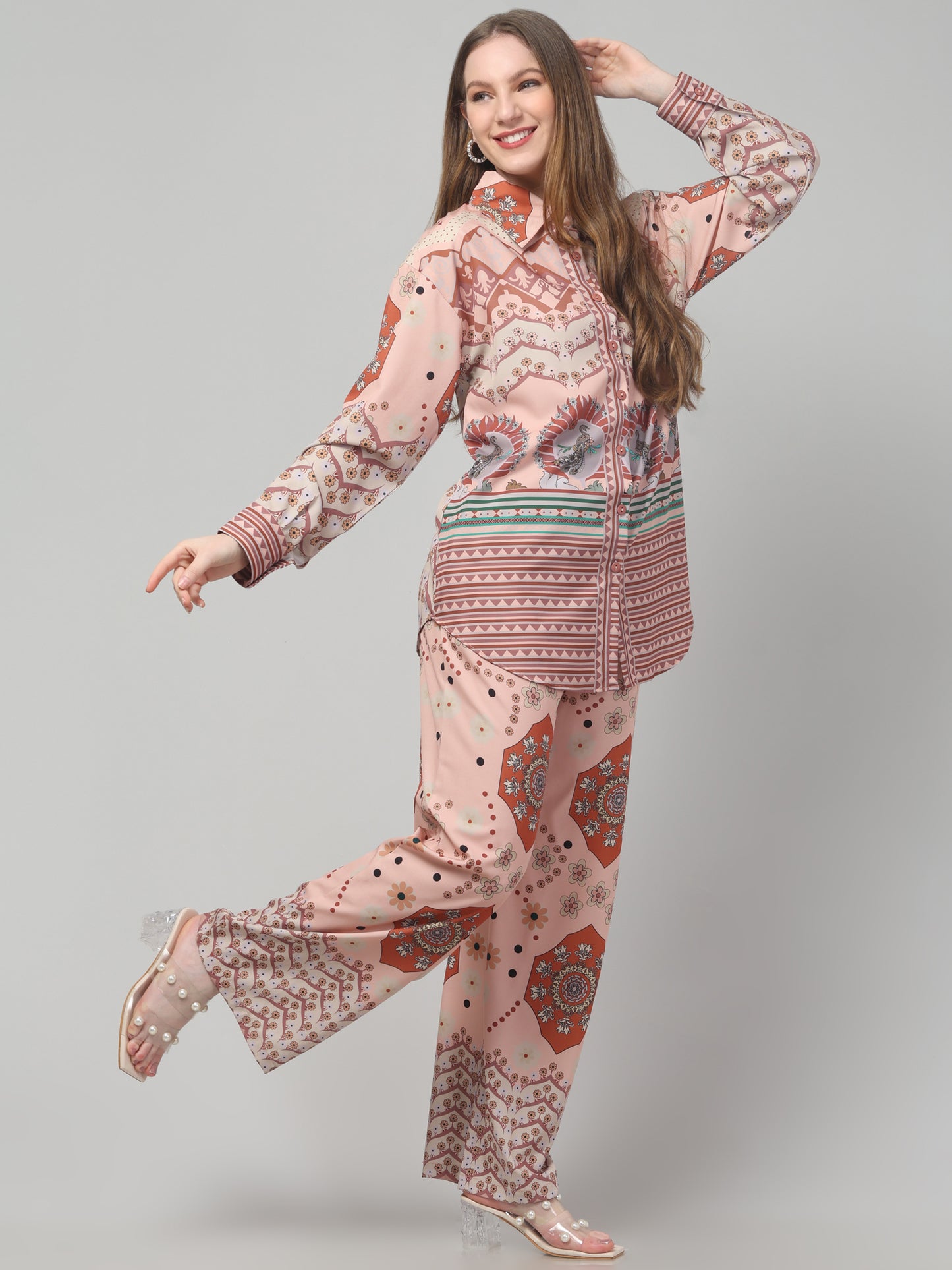 Brown Printed Co ord Set