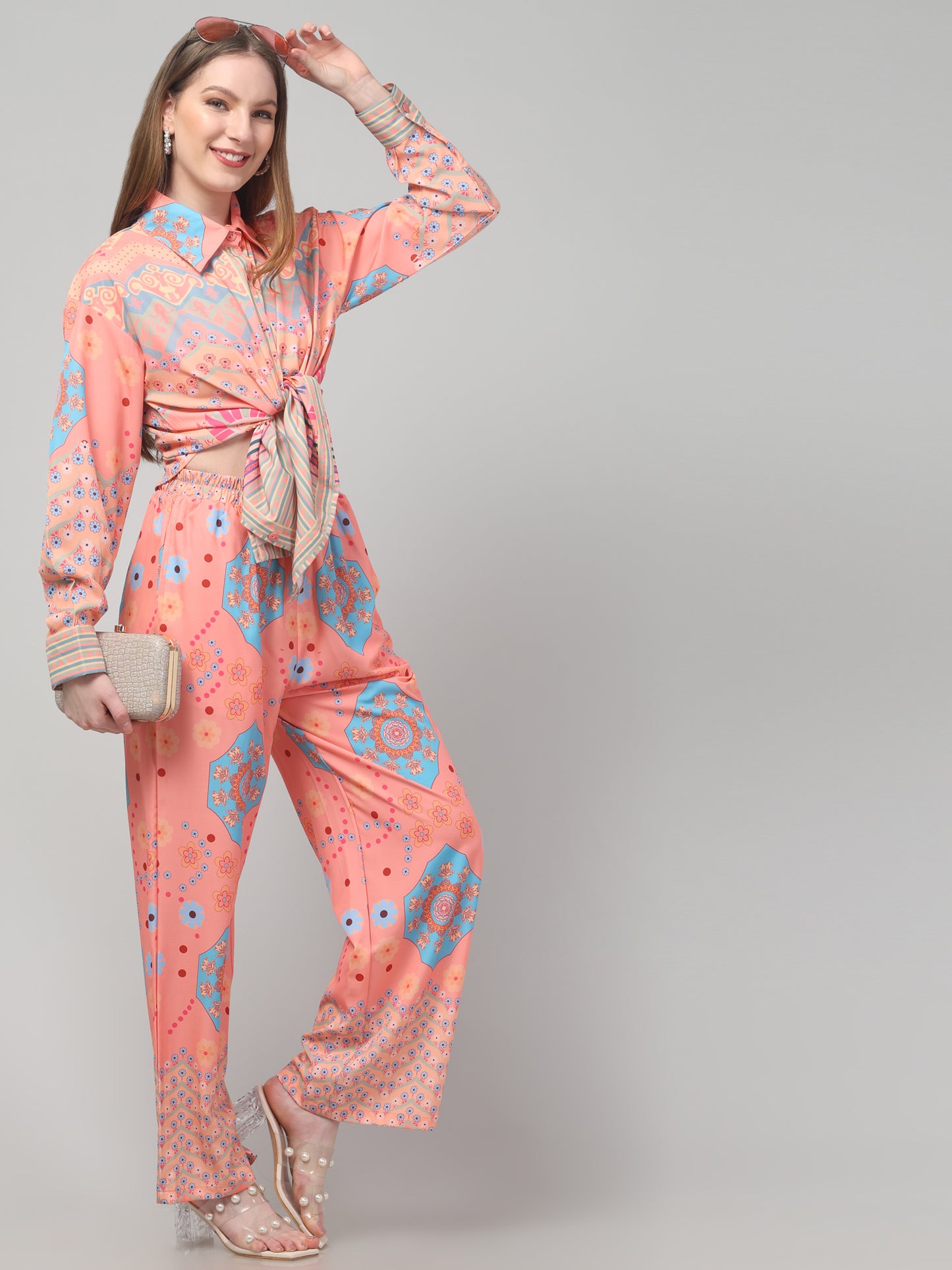 Orange Printed Cord Set