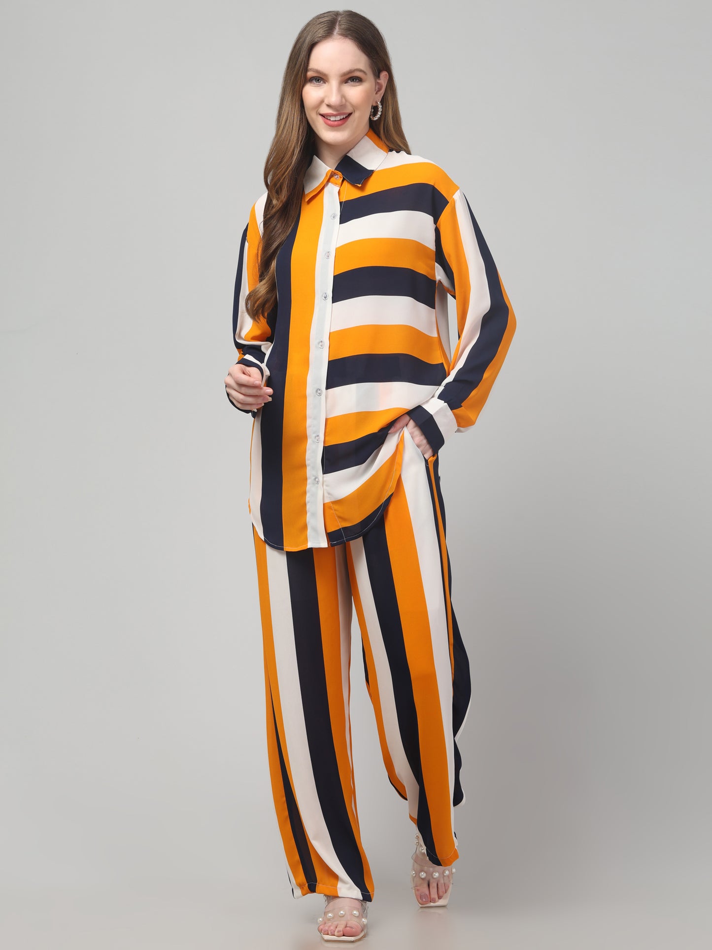 Yellow Striped Co ord Set
