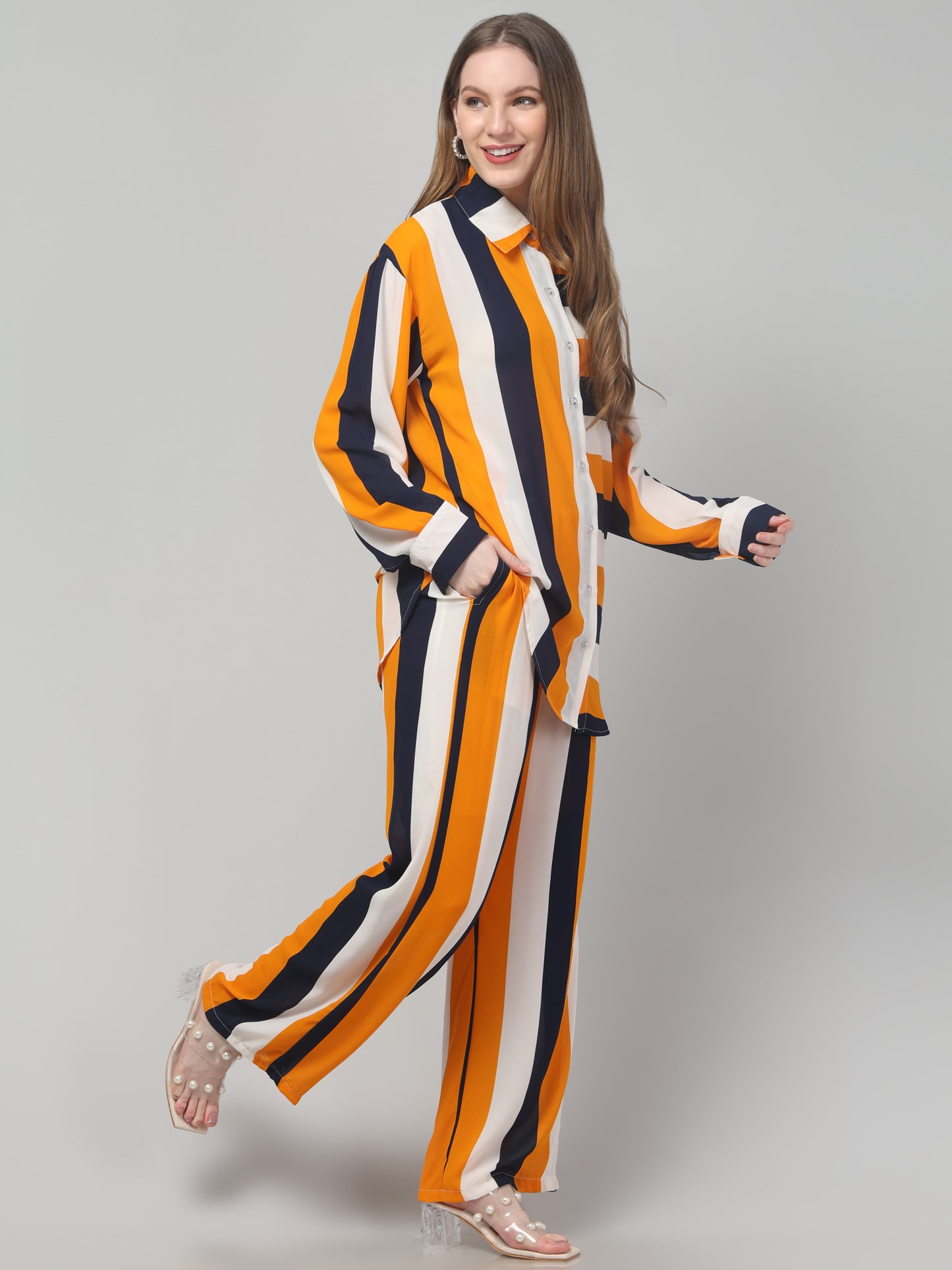 Yellow Striped Co ord Set