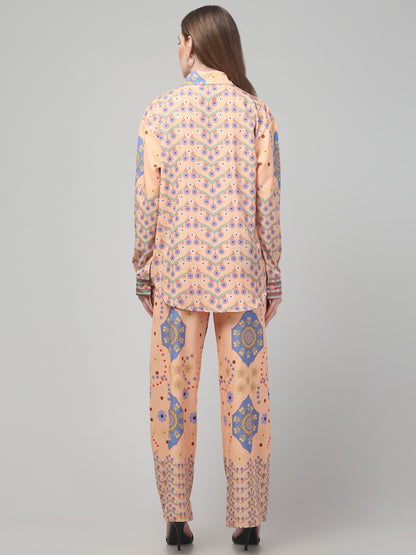 Peach Printed Co ord Set