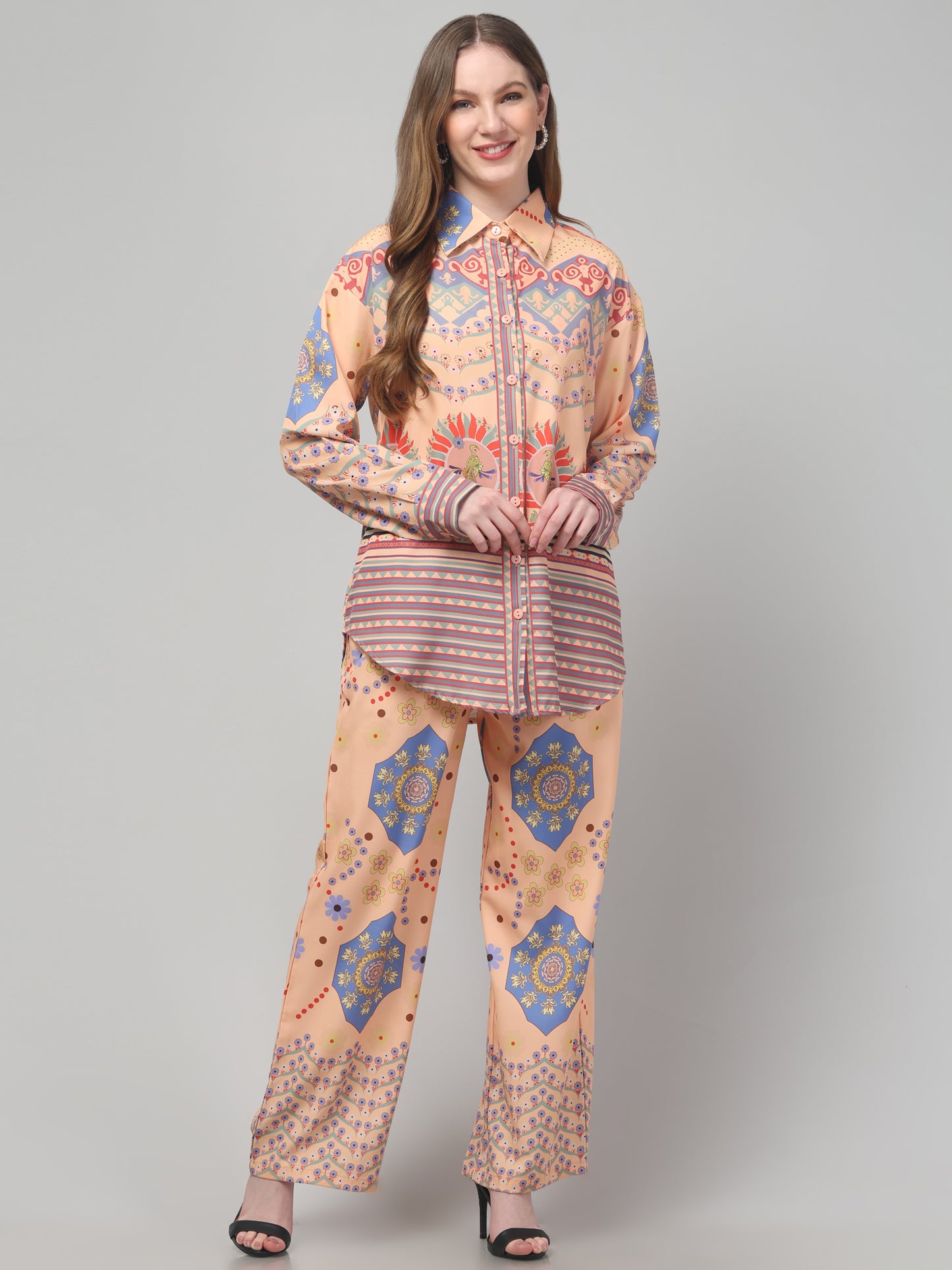 Peach Printed Co ord Set