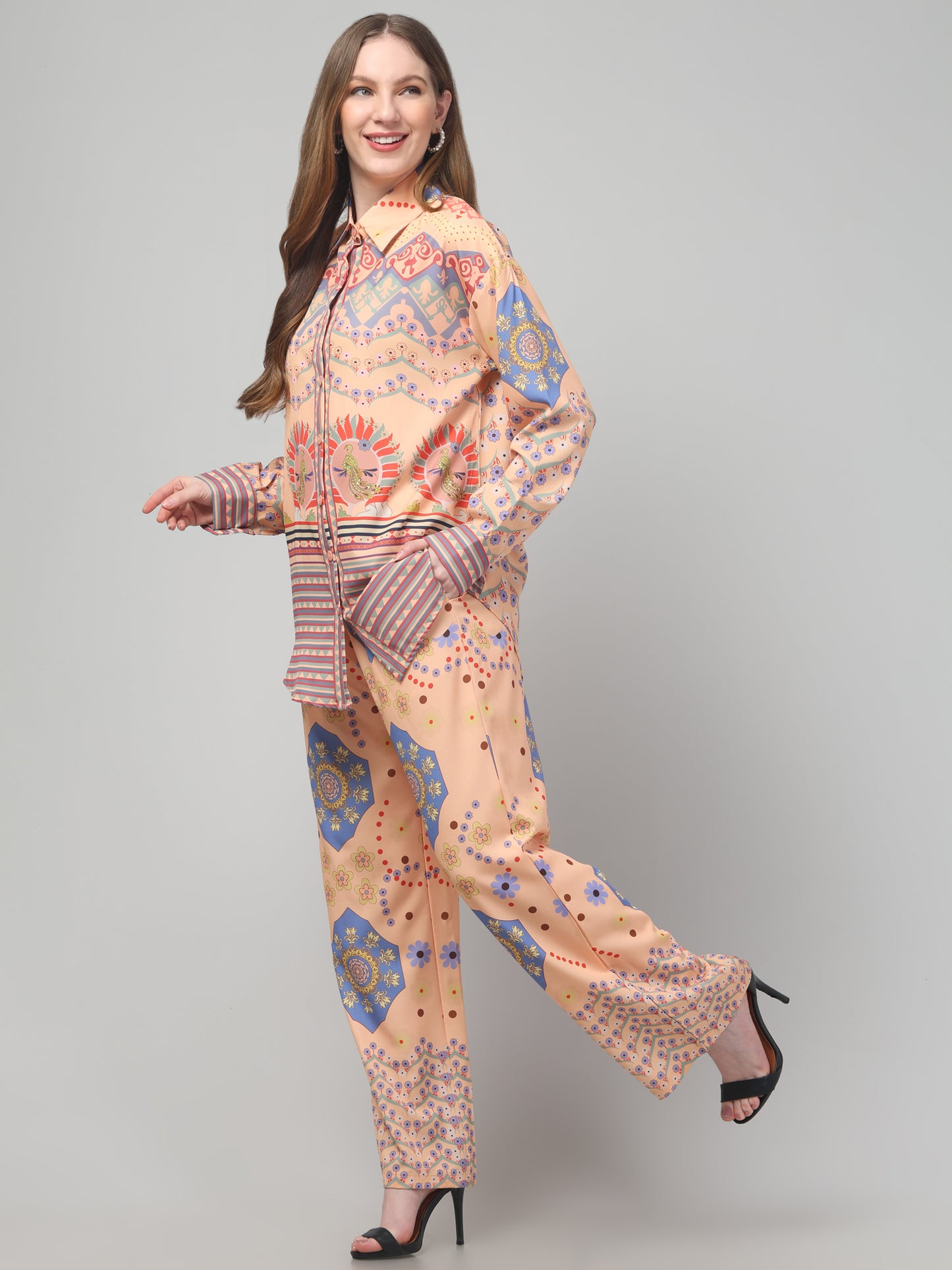 Peach Printed Co ord Set