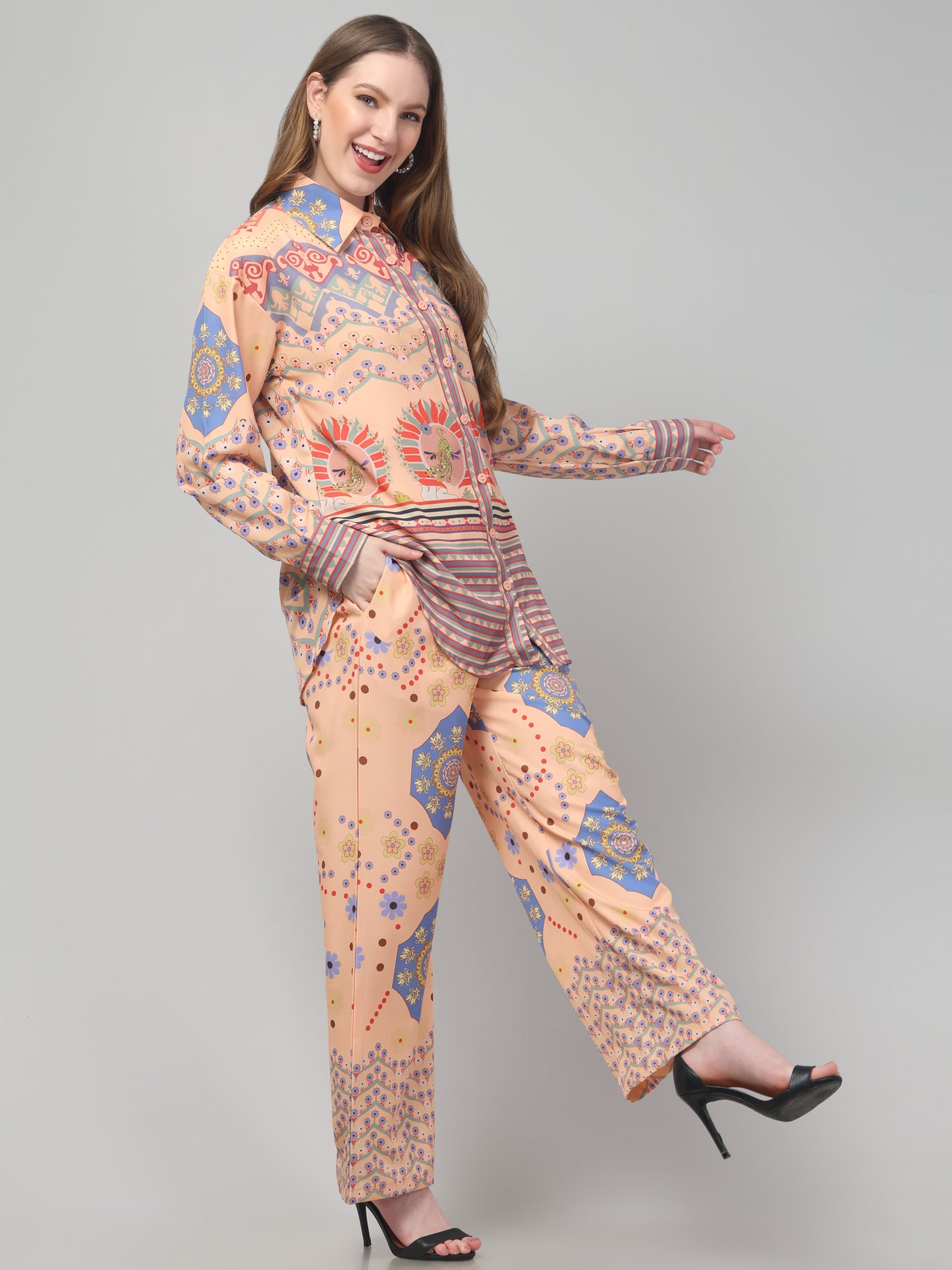 Peach Printed Co ord Set