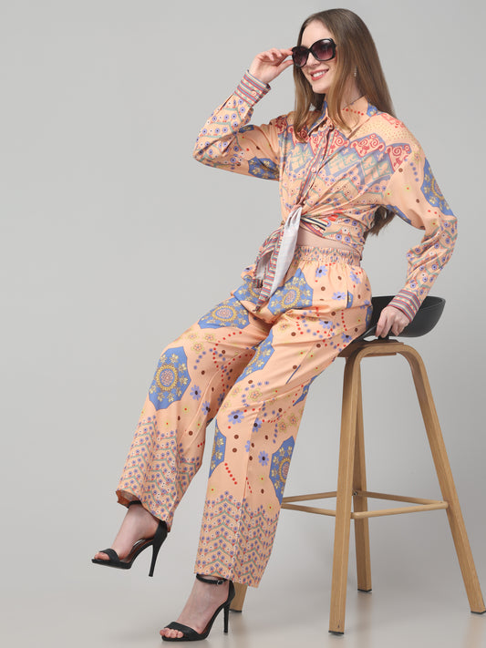 Peach Printed Co ord Set