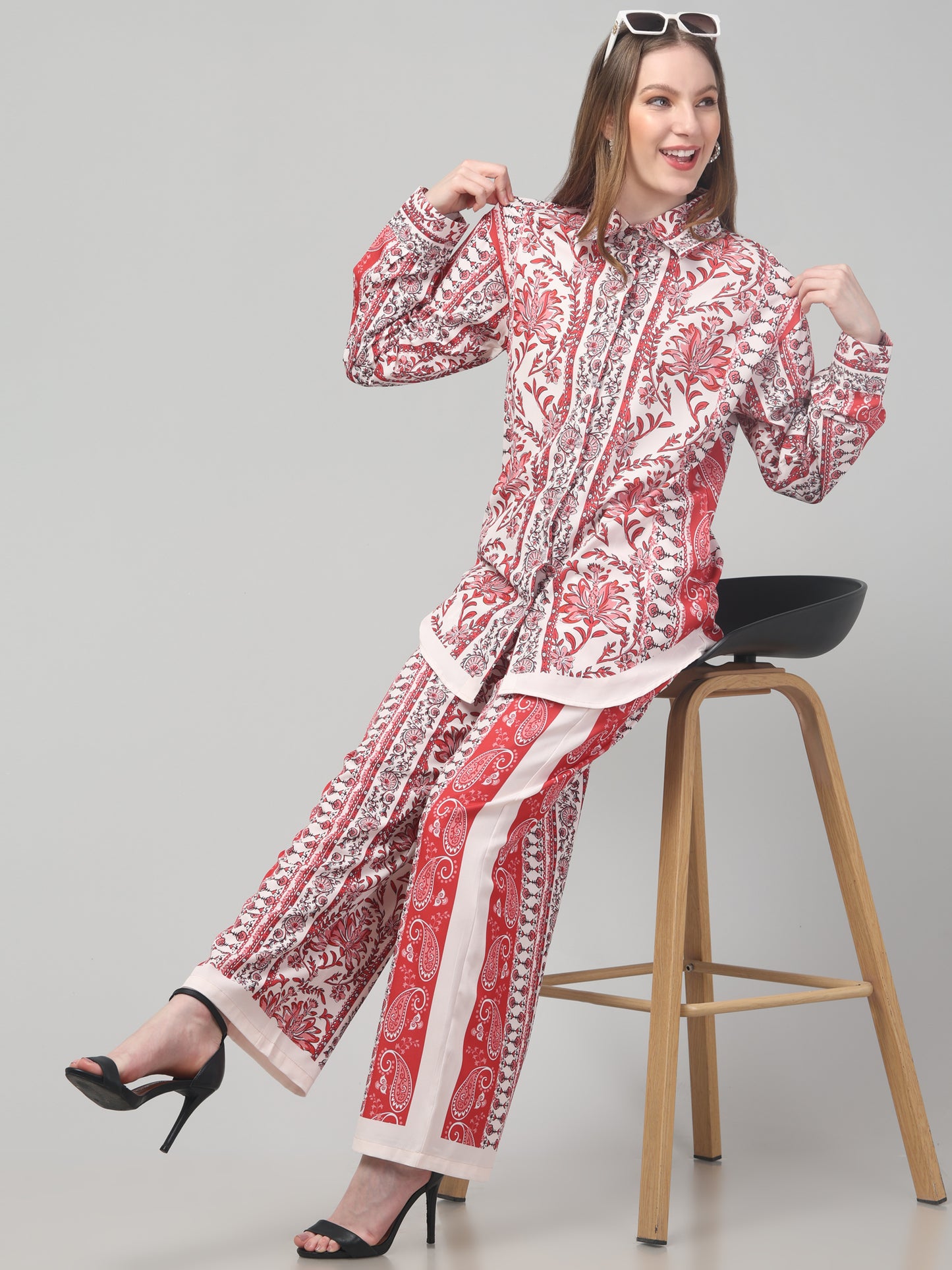 Red Floral Printed Co ord Set