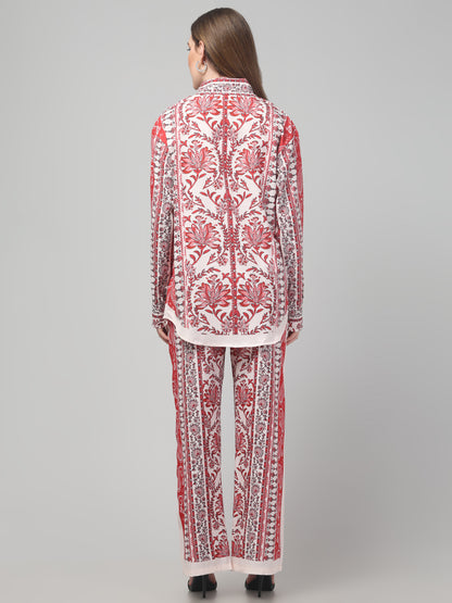 Red Floral Printed Co ord Set