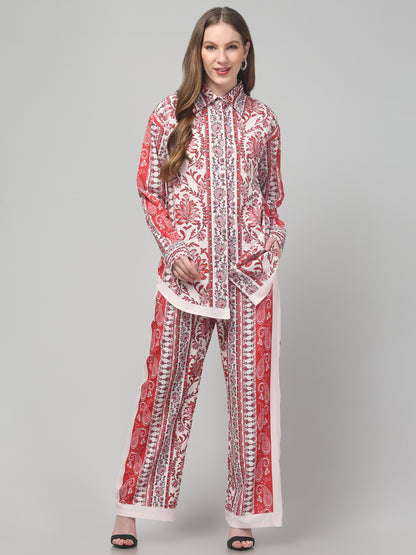 Red Floral Printed Co ord Set