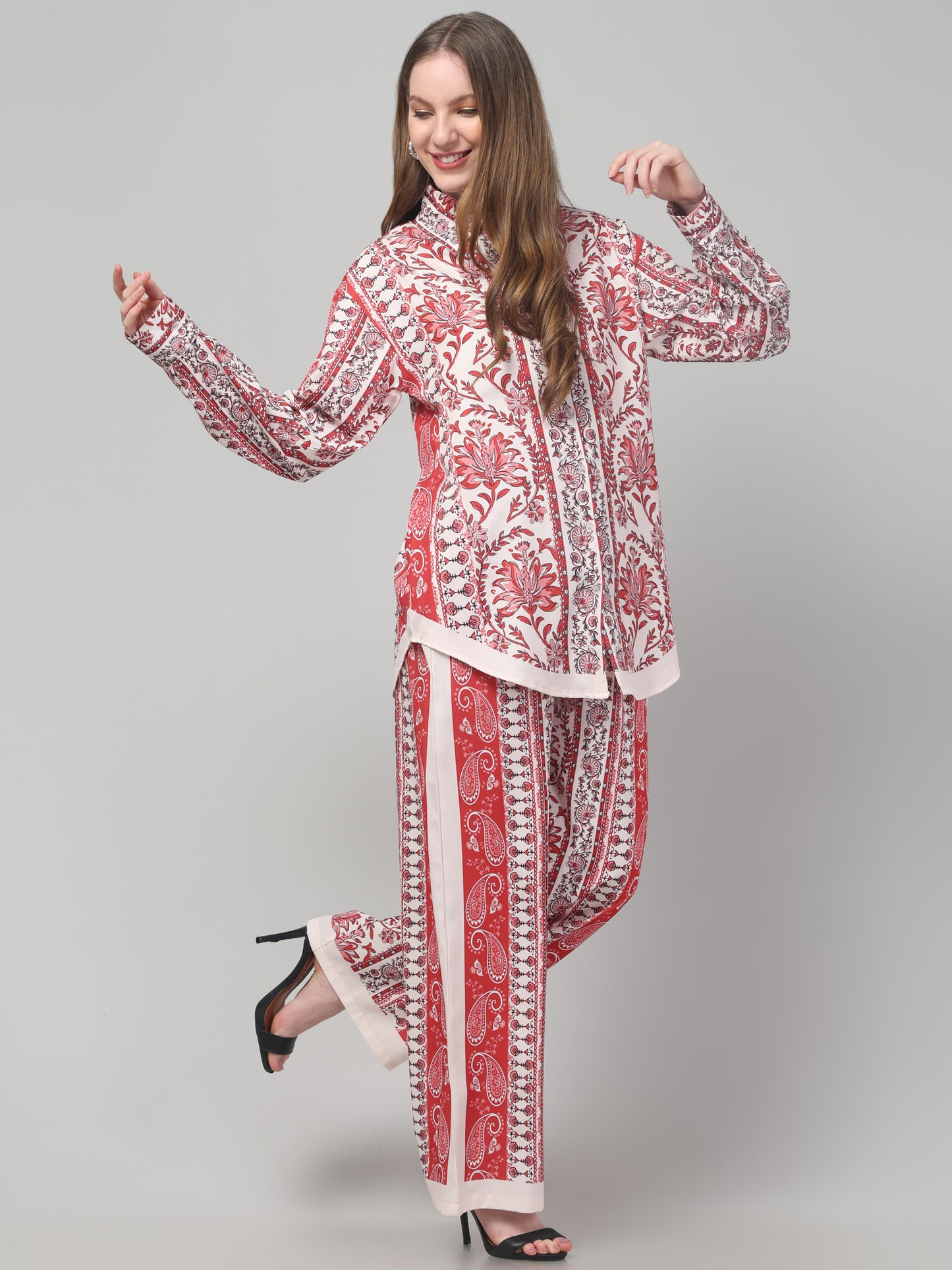 Red Floral Printed Co ord Set