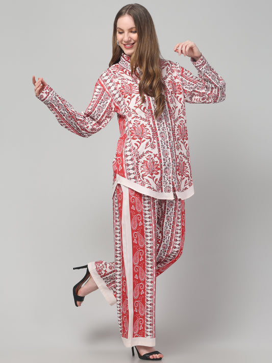 Red Floral Printed Co ord Set