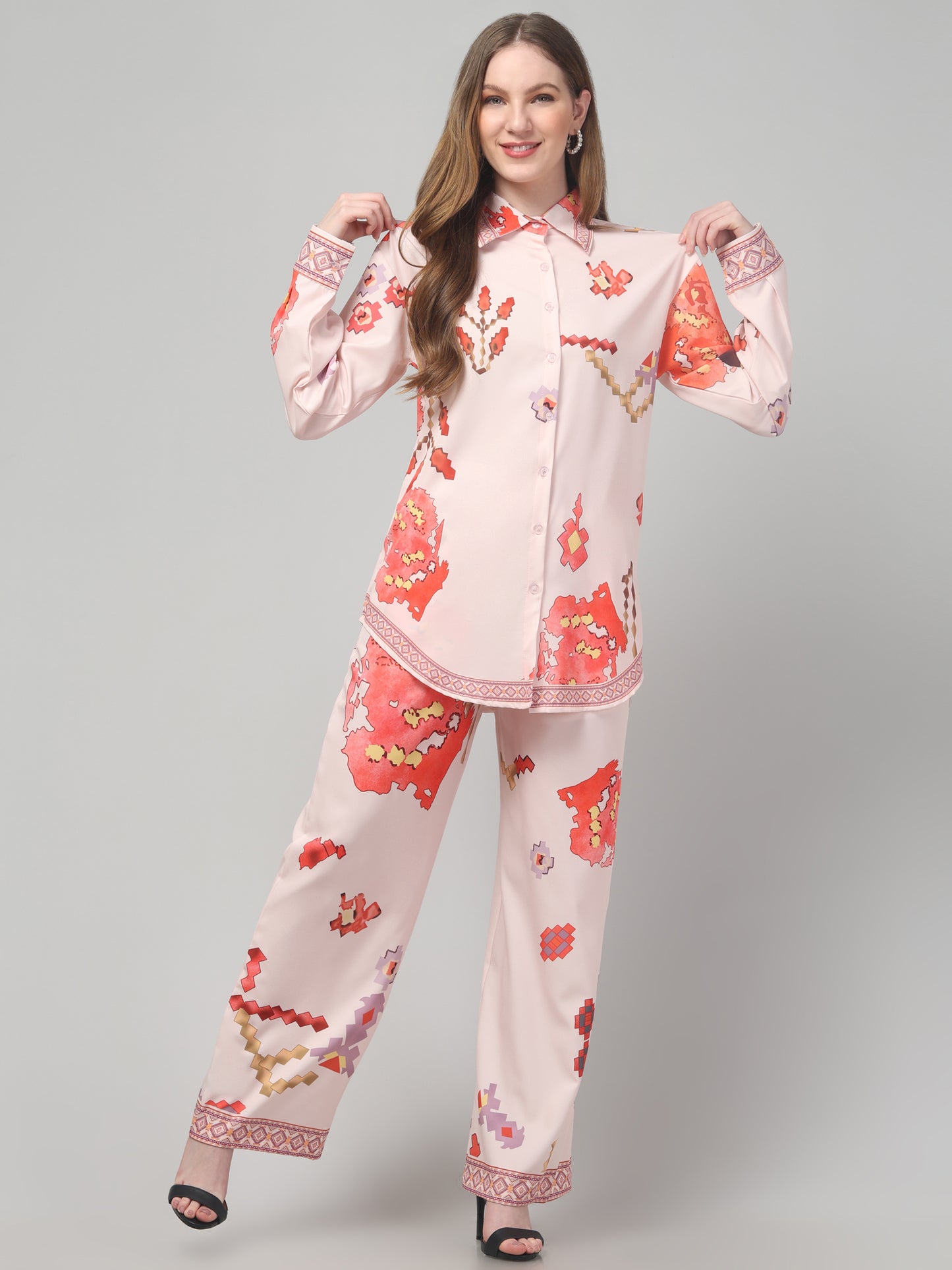 Off White Printed  Co ord Set