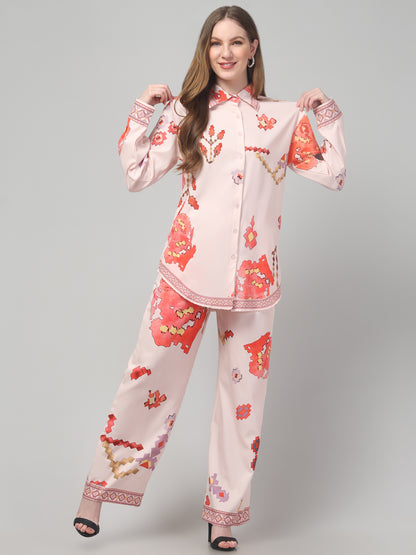 Off White Printed  Co ord Set