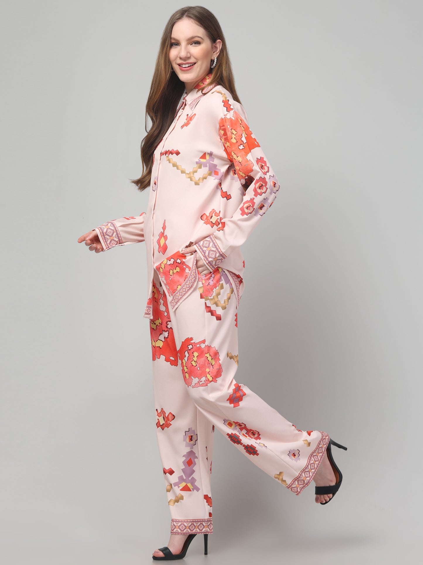 Off White Printed  Co ord Set