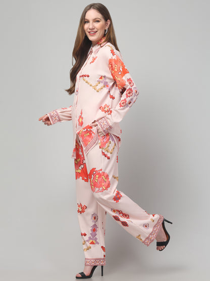 Off White Printed  Co ord Set