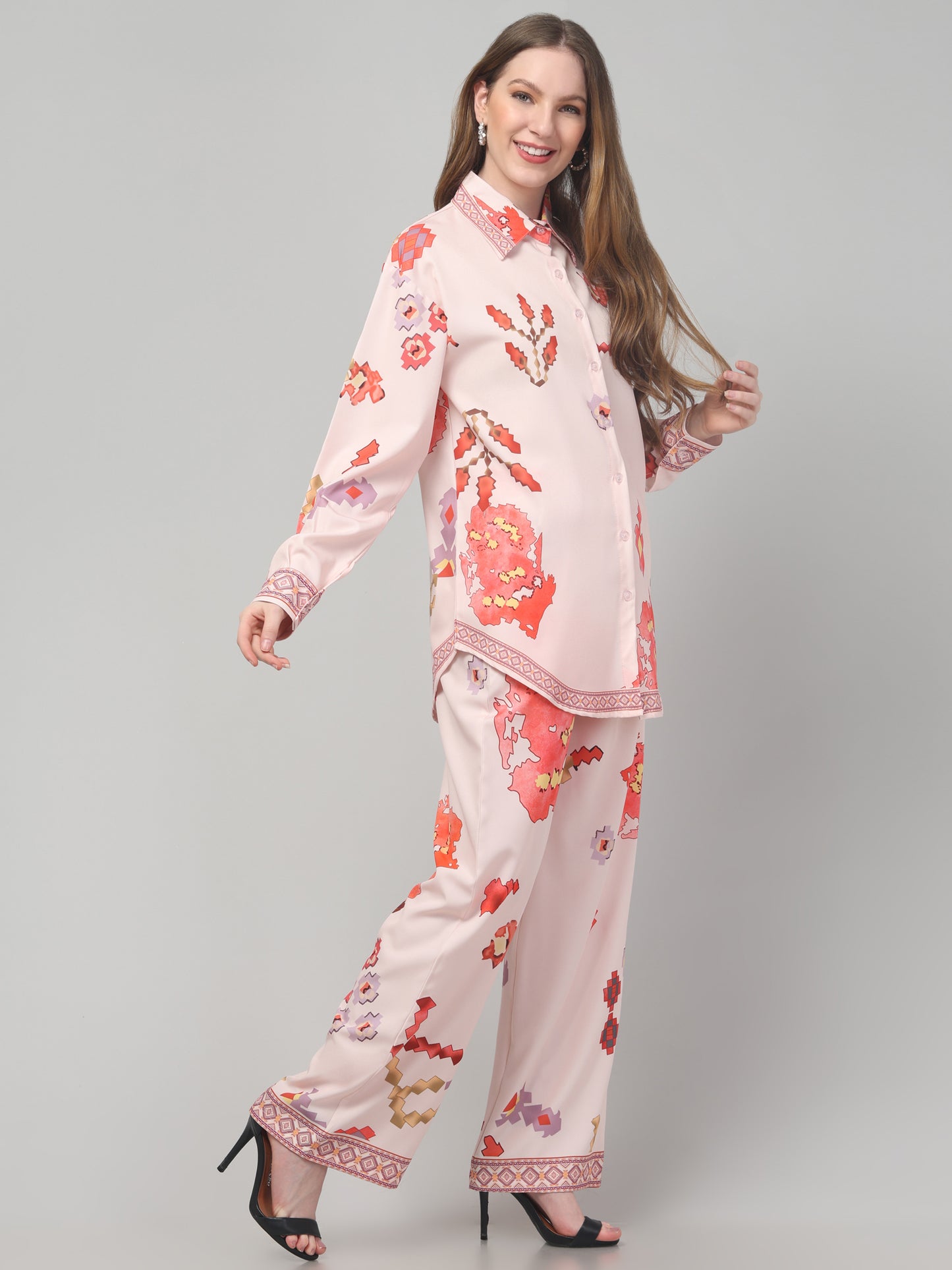 Off White Printed  Co ord Set