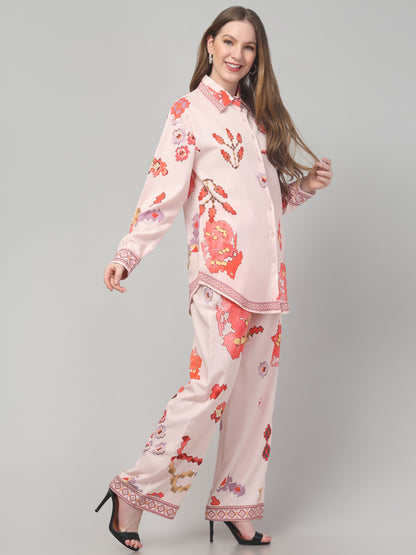 Off White Printed  Co ord Set
