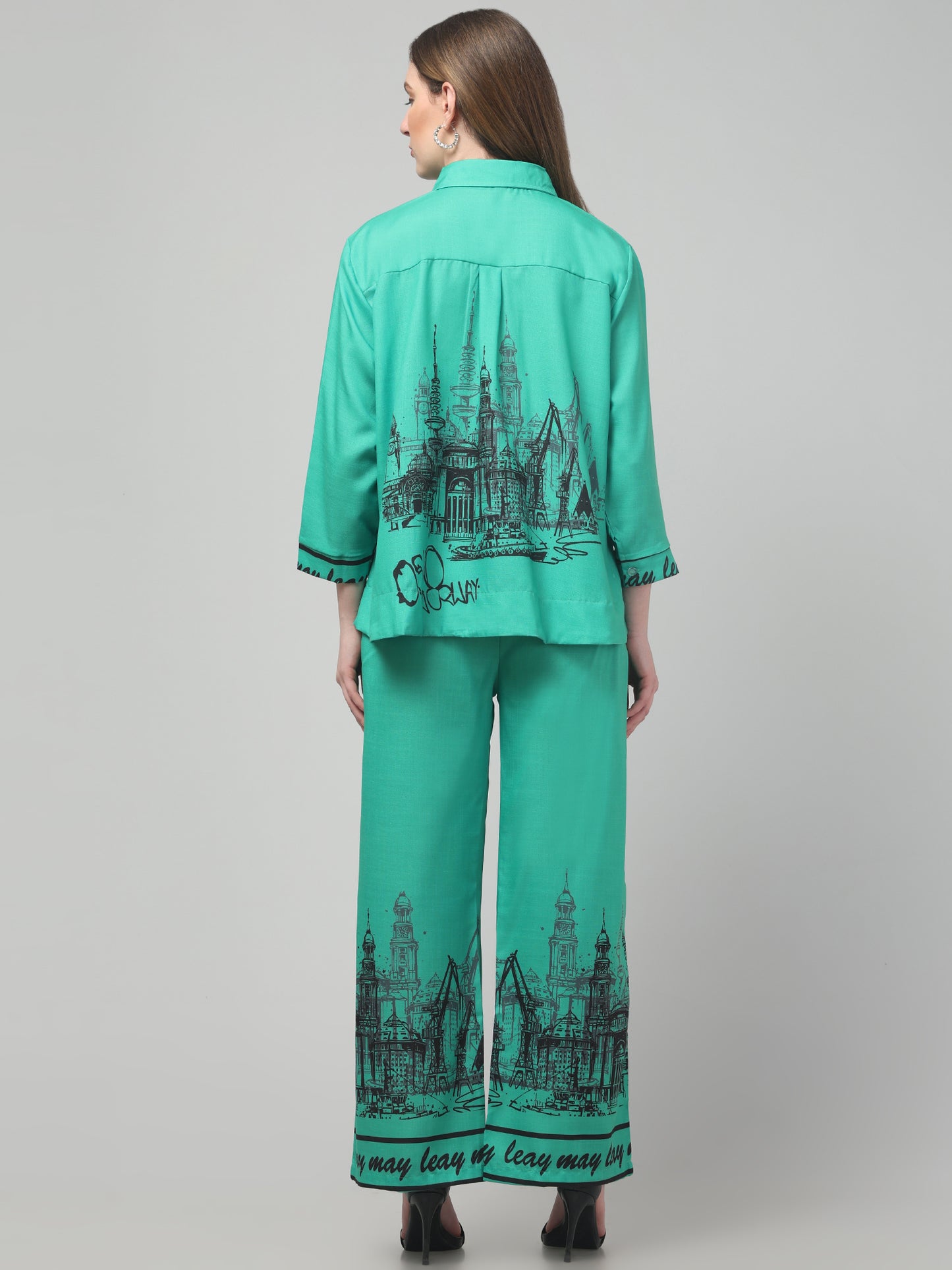 Teal Blue Printed Co ord Set