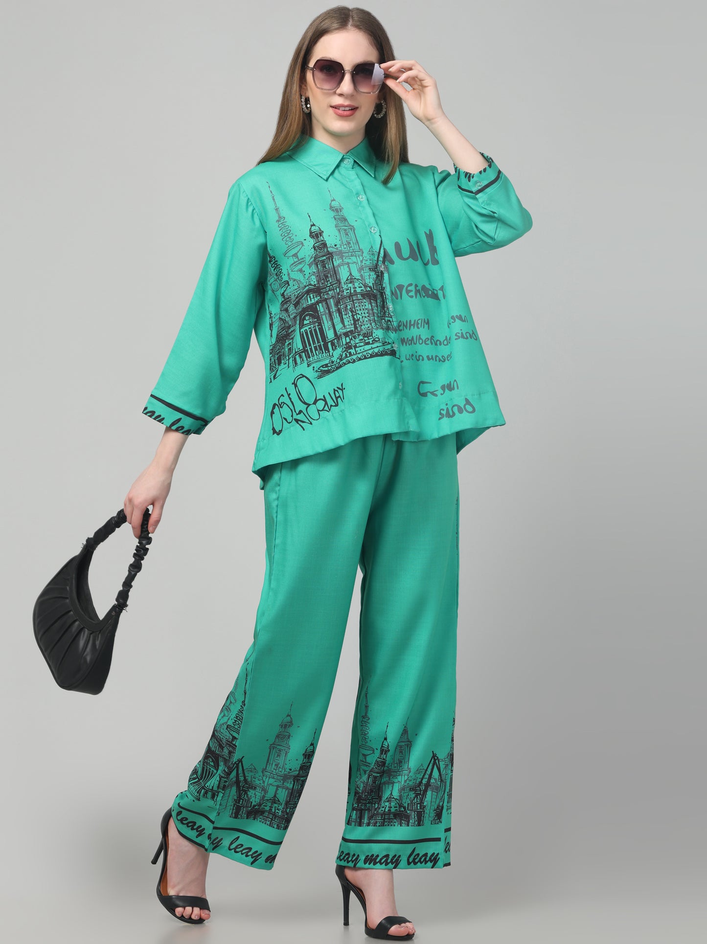 Teal Blue Printed Co ord Set