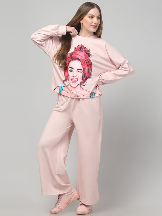 Front Print Beige Co ord Set
