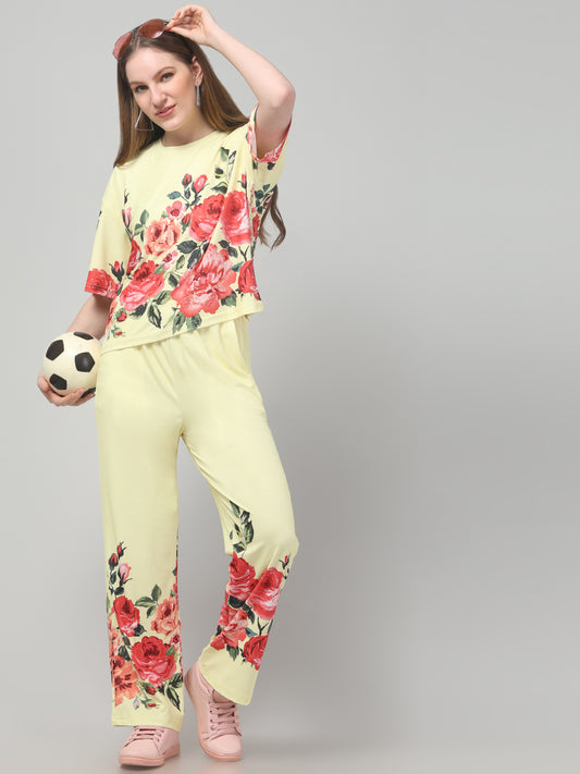 Printed White Floral Co ord Set