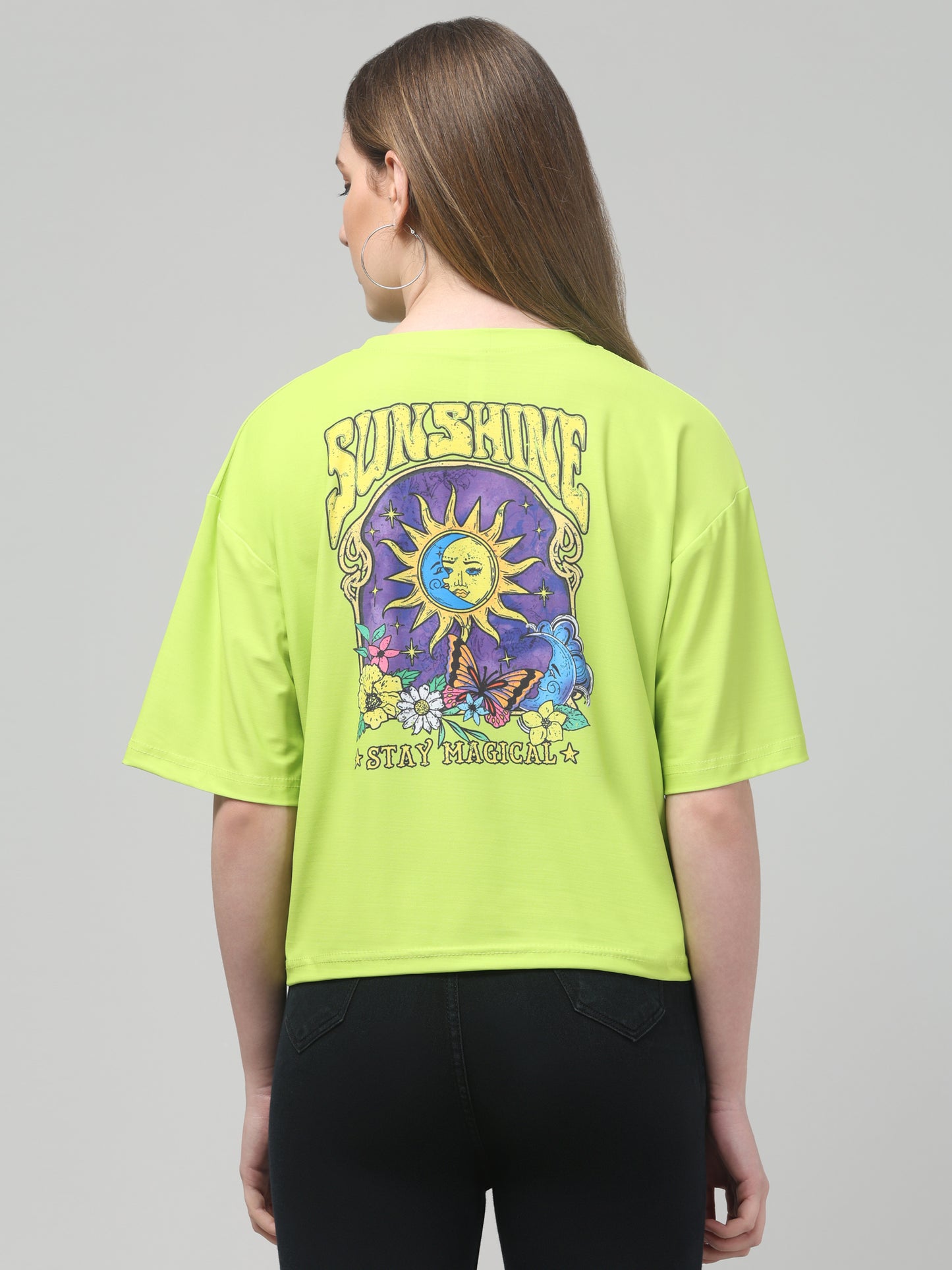 Sunshine Neon Green Printed Crop Top