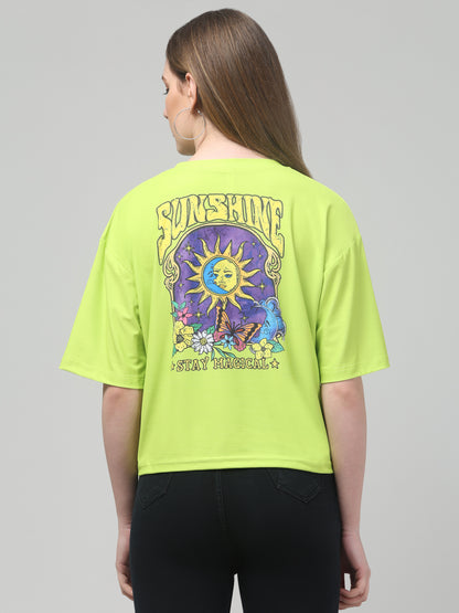 Sunshine Neon Green Printed Crop Top
