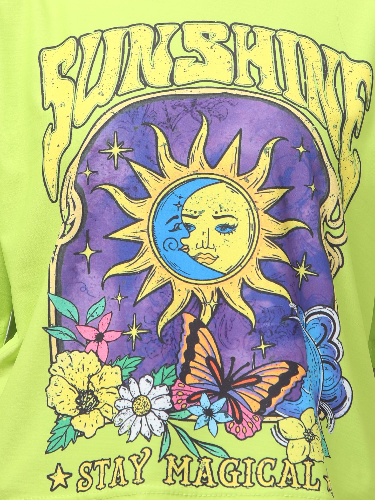 Sunshine Neon Green Printed Crop Top