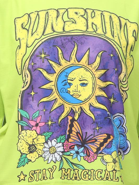 Sunshine Neon Green Printed Crop Top
