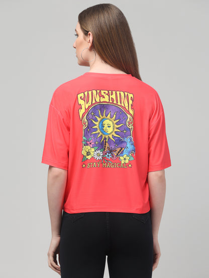 Sunshine Red Printed Crop Top