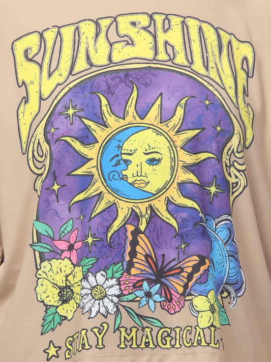 Sunshine Beige Printed Crop Top