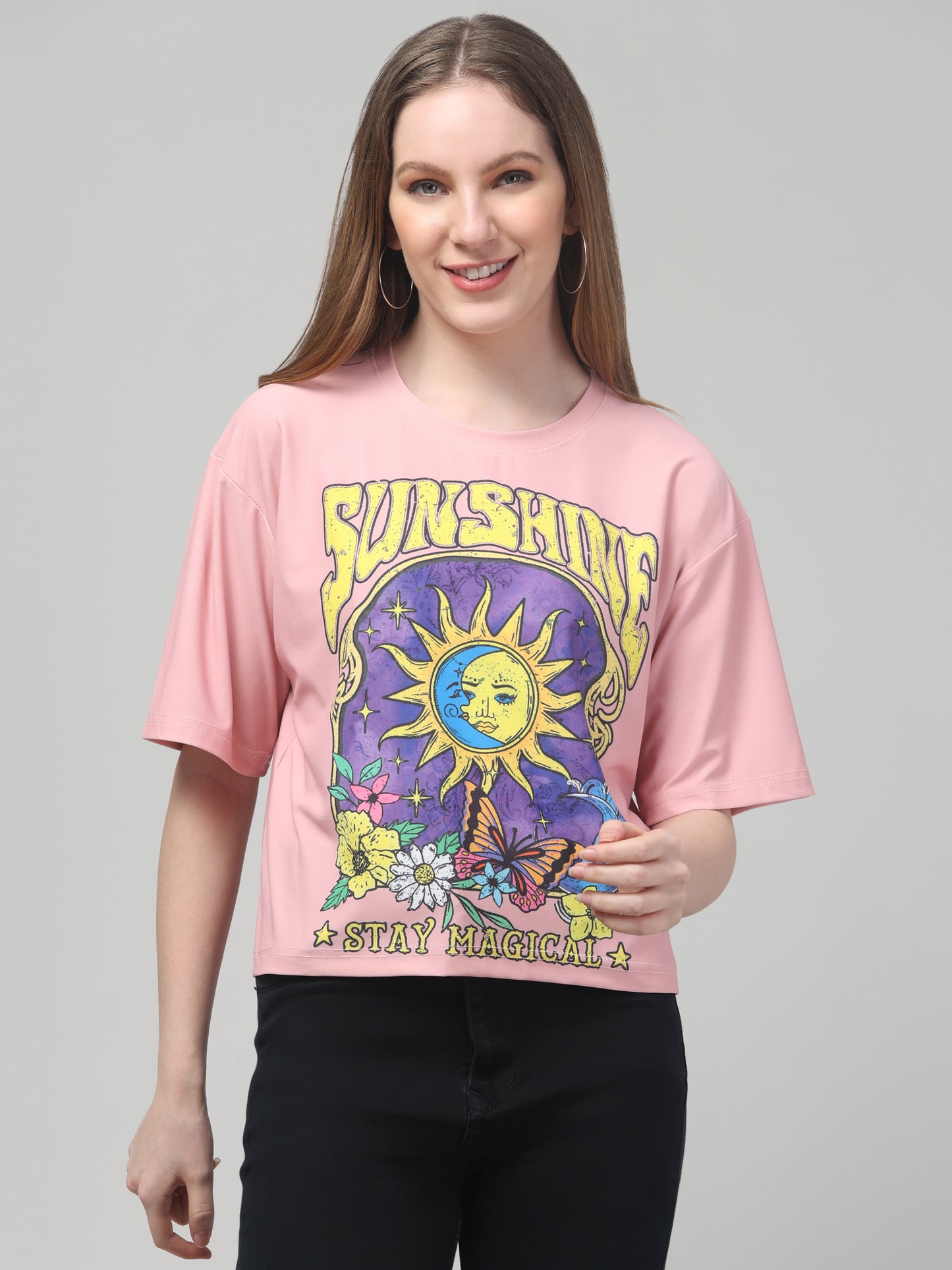Sunshine Pink Printed Crop Top