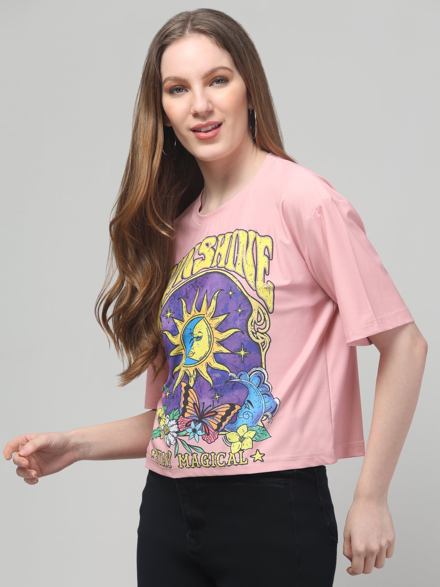 Sunshine Pink Printed Crop Top