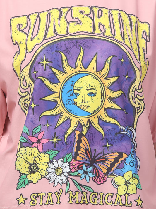 Sunshine Pink Printed Crop Top