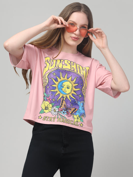 Sunshine Pink Printed Crop Top