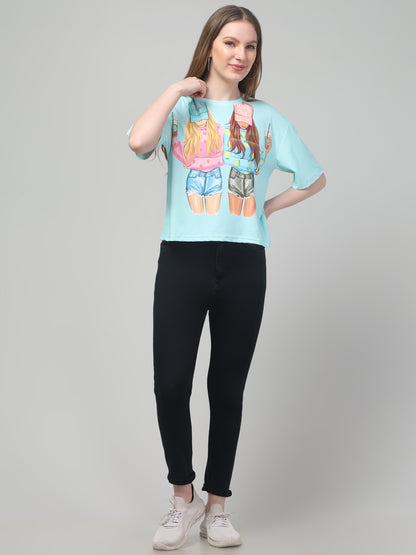 Style Print Aqua Crop Top